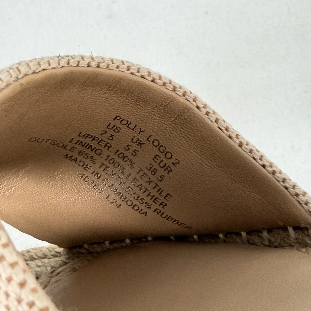 Lauren Ralph Lauren Size-8B Women's Polly Espadrille Flat Sandals Beige Denim